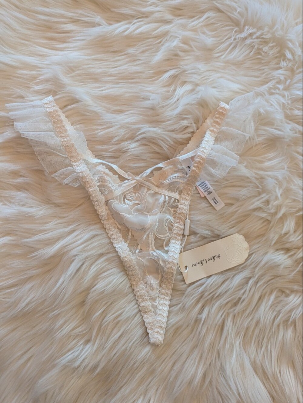 For Love And Lemons Blushing Blooms Thong Panty S NWT